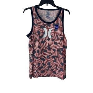 HURLEY American Flag Mens Tank Top T-Shirt Size Sm 4th of July Pattern Patriot